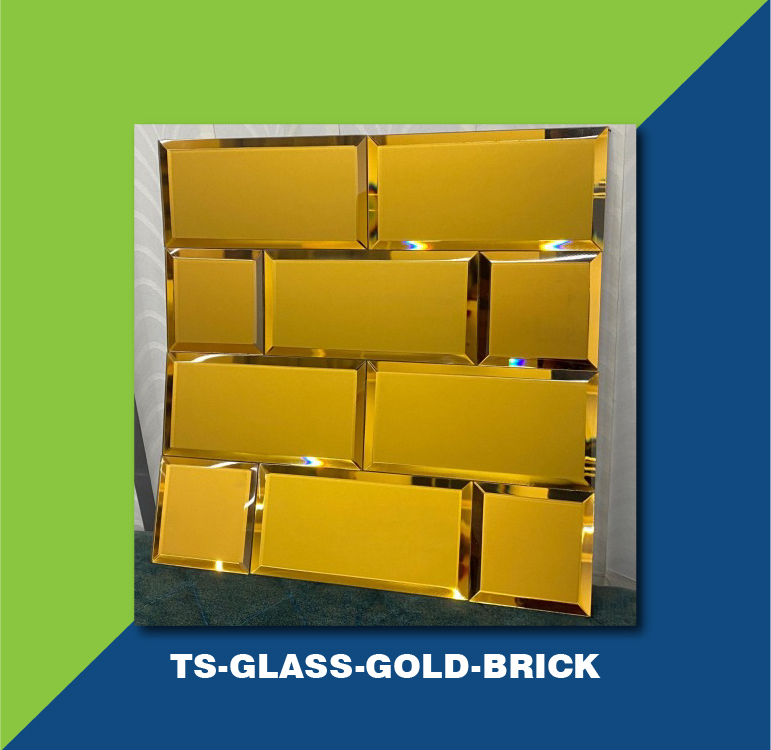 Glass Mosaic Tiles Gold Brick