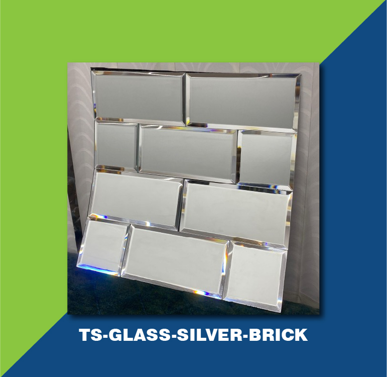 Glass Mosaic Tiles Silver Brick